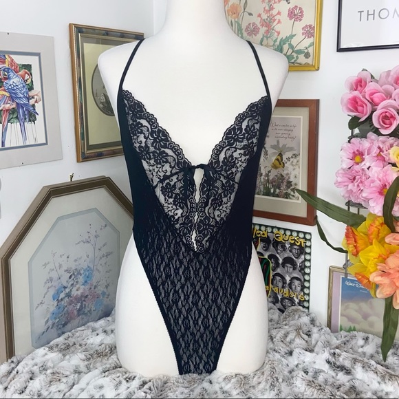 Vintage Other - Vintage Sheer Lace One Piece Body Suit
